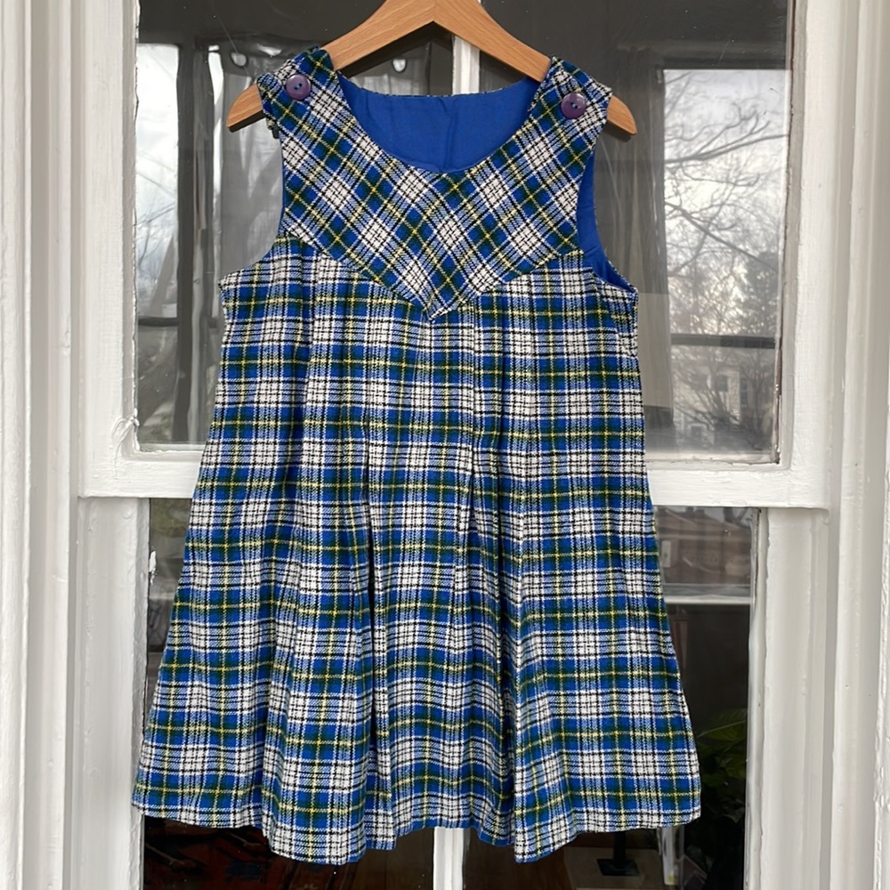 Vintage blue pleated schoolgirl dress